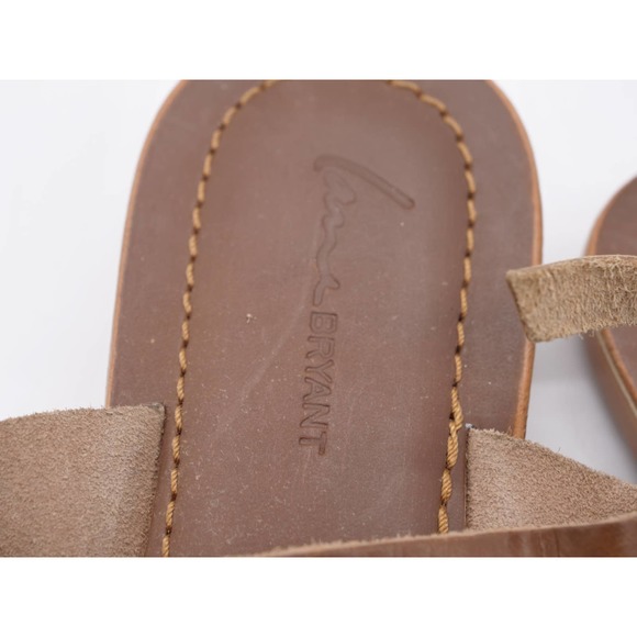 Lane Bryant Sandals Womens 10 Wide Brown Leather Slingback Flat Heel Toe Ring - Picture 11 of 12